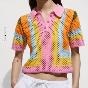 Mango women’s crocheted polo shirt, no tags, but never worn